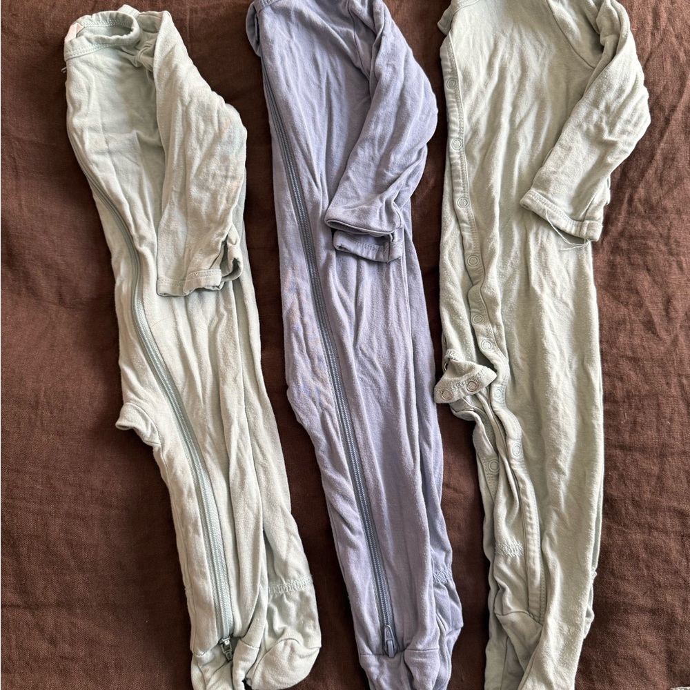 Set of Three Baby Sleepers in Pastel Shades